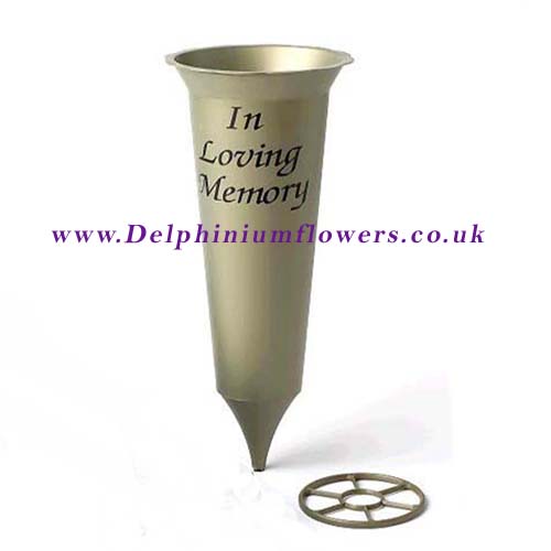 Gold Grave Vase Cone Spike - In Loving Memory - Click Image to Close